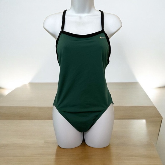 Nike Gorge Green Hydrastrong Racerback One Piece Performance Swimsuit Size 10 - Picture 2 of 10